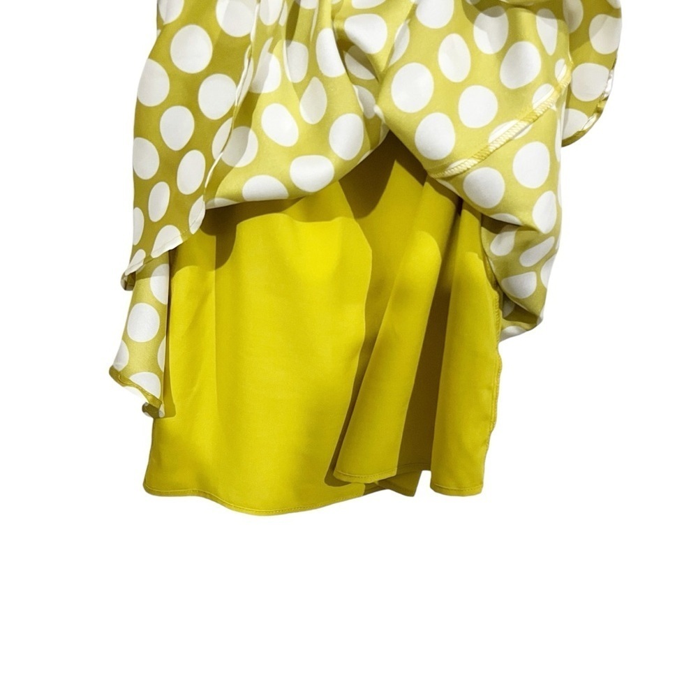 De La Vali Christobel Mini Dress 6 Small Green Polka Dot Retro Mod Ruffle Hem - Picture 4 of 9